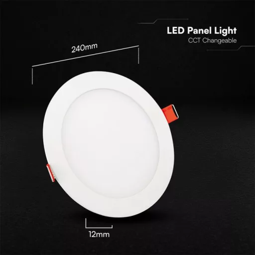 V-TAC VÉKONY Süllyeszthető kör alakú MINI LED panel 22W CCT 3in1 (Cree Chip) - 2164236