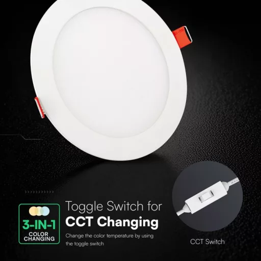 V-TAC VÉKONY Süllyeszthető kör alakú MINI LED panel 22W CCT 3in1 (Cree Chip) - 2164236