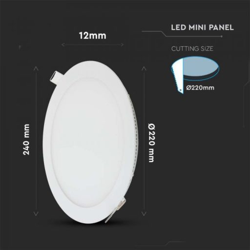 V-TAC Süllyeszthető kör alakú PRÉMIUM MINI LED panel 22W 4000K - 216423