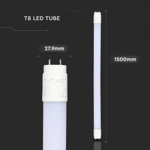 V-TAC 15W LED fénycső T8 G13 150 cm 160lm/W 160° 4000K  - 216481