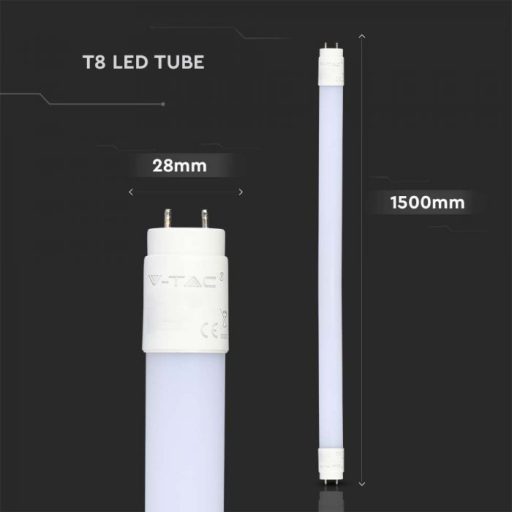 V-TAC 15W LED fénycső T8 G13 150 cm 160lm/W 160° 6400K  - 216482