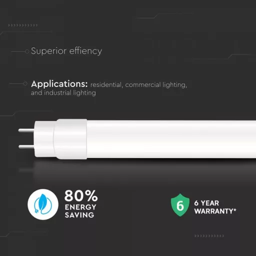 V-TAC 20W LED fénycső T8 G13 150 cm 100LM/W 160° 4000K (Cree Chip) - 216576