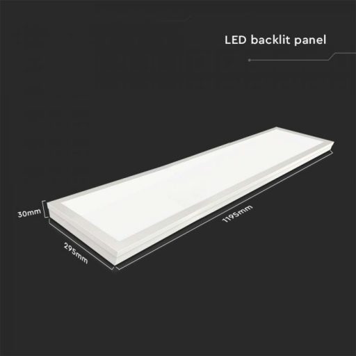 V-TAC Falon kívüli és süllyeszthető LED panel 40W 110lm/W 1200 x 300 mm 6500K  - 216626