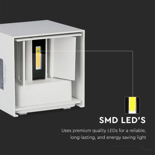 V-TAC 5W led fali lámpatest szögletes, fehér 3000K - IP65 - 217079