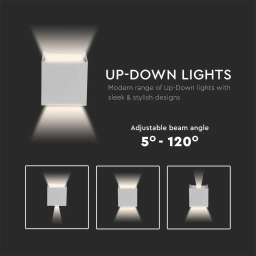 V-TAC 5W led fali lámpatest szögletes, fehér 3000K - IP65 - 217079