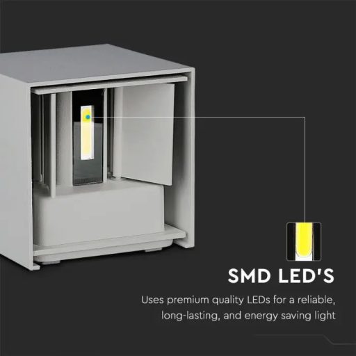 V-TAC 5W led fali lámpatest szögletes, szürke 3000K - IP65 - 217080