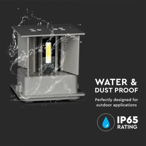 V-TAC 5W led fali lámpatest szögletes, szürke 3000K - IP65 - 217080