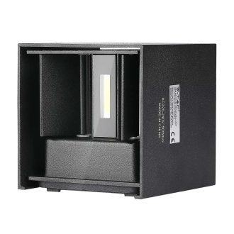   V-TAC 5W led fali lámpatest szögletes, fekete 4000K - IP65 - 217087