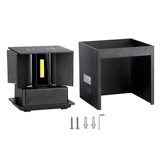 V-TAC 5W led fali lámpatest szögletes, fekete 4000K - IP65 - 217087