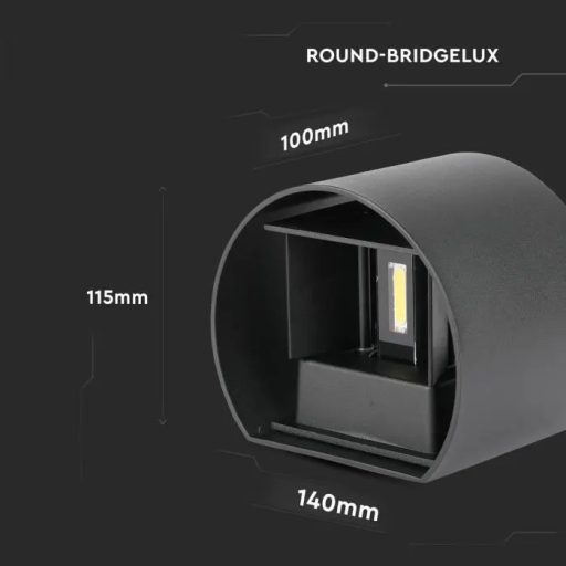 V-TAC 5W led fali lámpatest kerek, fekete 4000K - IP65 - 217090