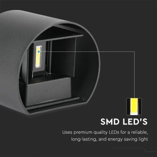 V-TAC 5W led fali lámpatest kerek, fekete 4000K - IP65 - 217090