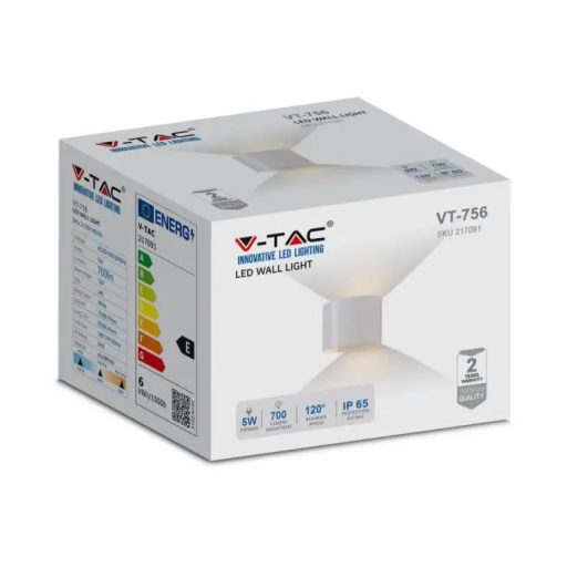 V-TAC 5W led fali lámpatest kerek, fehér 4000K - IP65 - 217091