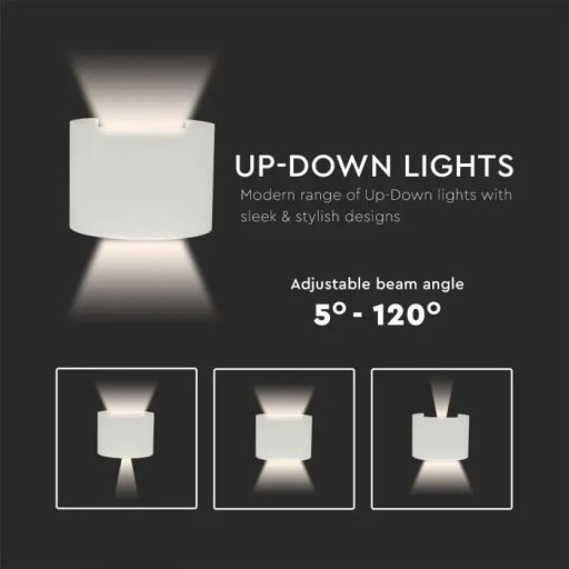 V-TAC 5W led fali lámpatest kerek, fehér 4000K - IP65 - 217091