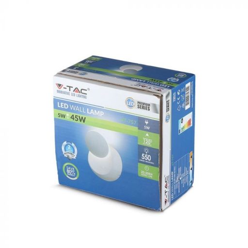 V-TAC LED 5W FORGATHATÓ FALI LÁMPA - Fehér - 4000K - 217093