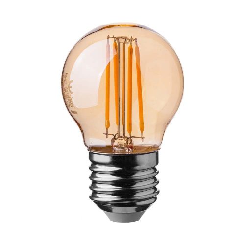 V-TAC Borostyán LED filament COG lámpa E27 G45 4W 2200K gömb - 217100