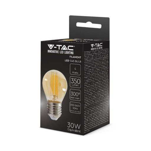 V-TAC Borostyán LED izzó filament COG  E27 G45 4W 2200K gömb - 217100