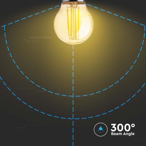 V-TAC Borostyán LED izzó filament COG  E27 G45 4W 2200K gömb - 217100