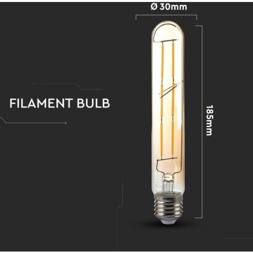 V-TAC Borostyán LED izzó filament COG  E27 T30 6W 2200K - 217143