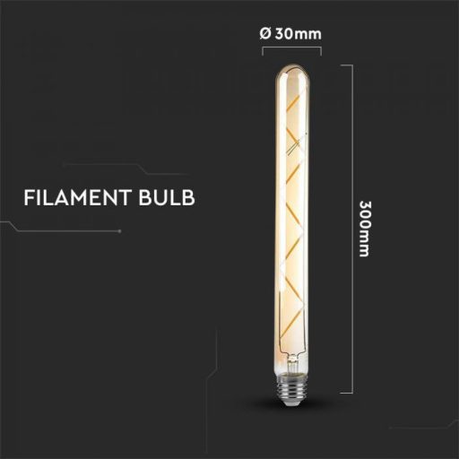 V-TAC Borostyán LED izzó filament COG  E27 T30 7W 2200K - 217144