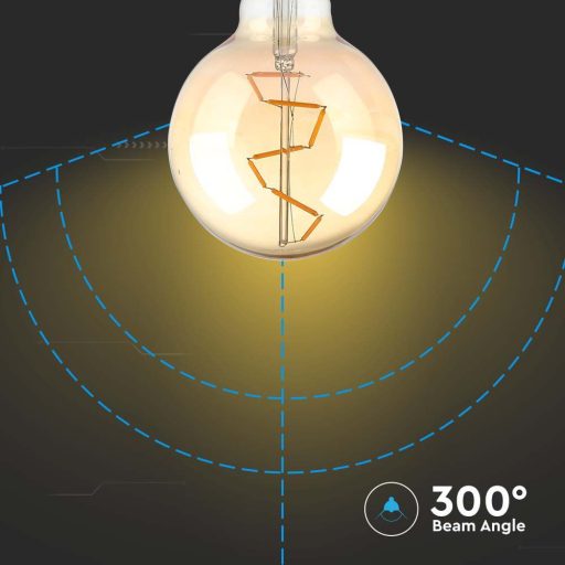 V-TAC Borostyán LED izzó filament COG  E27 G95 8W 2200K - 217146