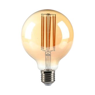   V-TAC Borostyán LED izzó filament COG  E27 G95 7W 2200K - 217147