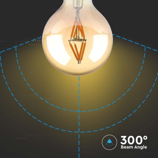 V-TAC Borostyán LED izzó filament COG  E27 G80 4W 2200K - 217148