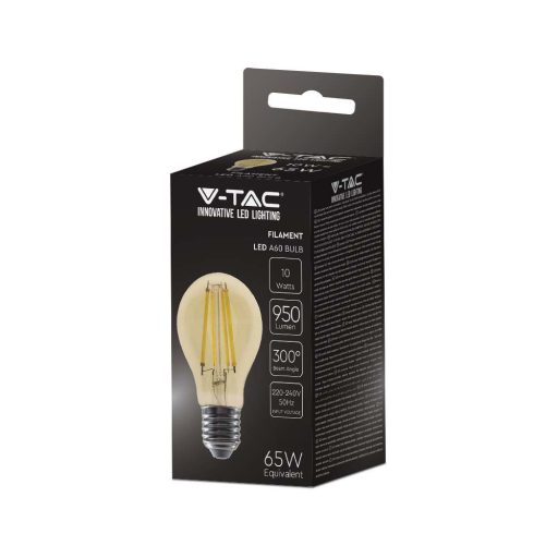 V-TAC Borostyán LED izzó filament COG  E27 A60 10W 2200K gömb - 217157