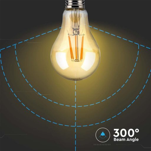 V-TAC Borostyán LED izzó filament COG  E27 A60 10W 2200K gömb - 217157