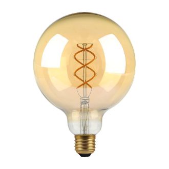   V-TAC Borostyán spirál LED izzó filament COG  E27 G125 5W 1800K - 217216