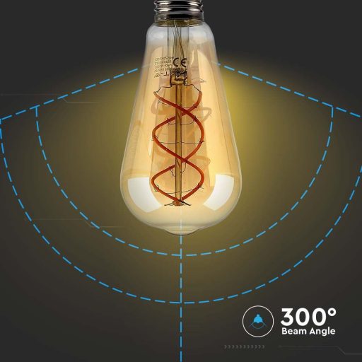 V-TAC Borostyán LED izzó filament COG  E27 ST64 5W 1800K - 217218