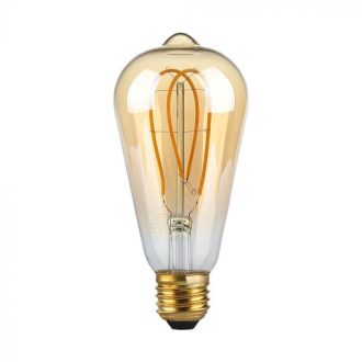   V-TAC Borostyán LED izzó filament COG  E27 ST64 5W 1800K - 217220