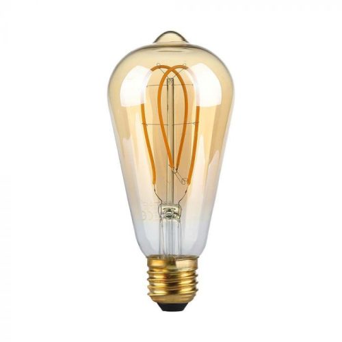 V-TAC Borostyán LED filament COG lámpa E27 ST64 5W 1800K - 217220