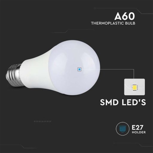 V-TAC LED izzó  E27 A60 8.5W 200° 4000K gömb - 217261
