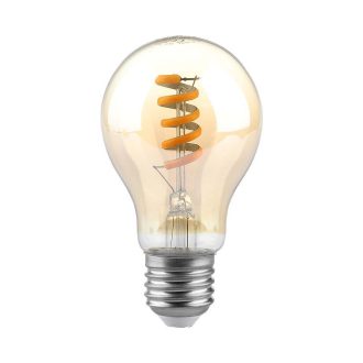   V-TAC Borostyán LED izzó filament COG  E27 A60 4W 1800K gömb - 217335