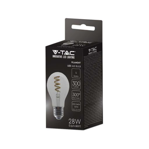 V-TAC Átlátszó LED izzó filament COG  E27 A60 4W 3000K gömb - 217336