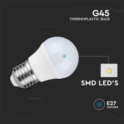 V-TAC LED izzó  E27 G45 4.5W 180° 6400K kisgömb - 217409
