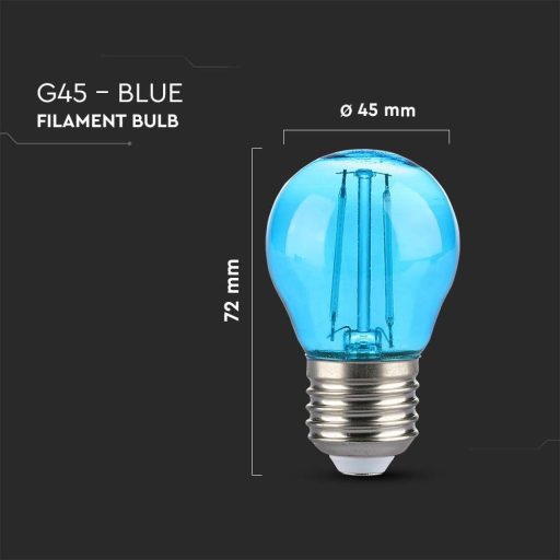 V-TAC LED izzó filament COG  E27 G45 2W kék kisgömb - 217412