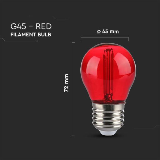 V-TAC LED izzó filament COG  E27 G45 2W piros kisgömb - 217413