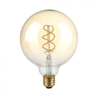   V-TAC Dimmelhető Borostyán spirál LED izzó filament COG  E27 G125 5W 1800K - 217415