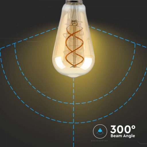 V-TAC Borostyán LED izzó filament spirál COG  E27 ST64 5W 1800K - 217416