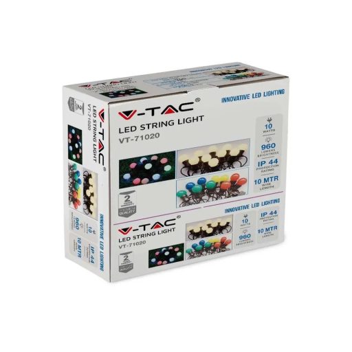 V-TAC 20 x 0.5W LED Fényfüzér 10m 20 izzó EU 3000K - 217439