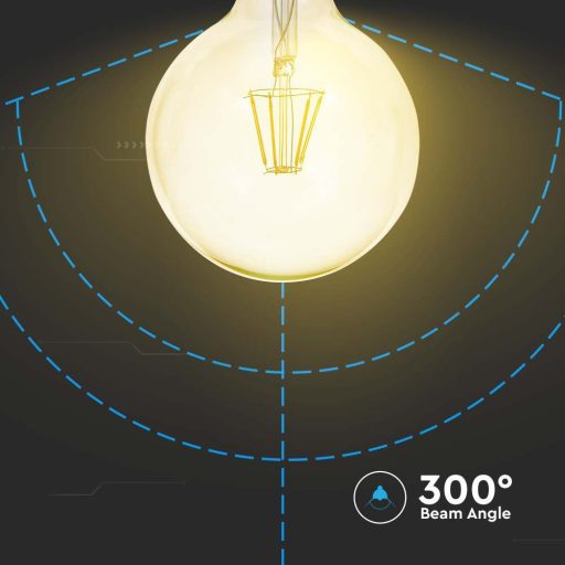 V-TAC Borostyán LED izzó filament COG  E27 G125 12.5W 2200K nagygömb - 217456