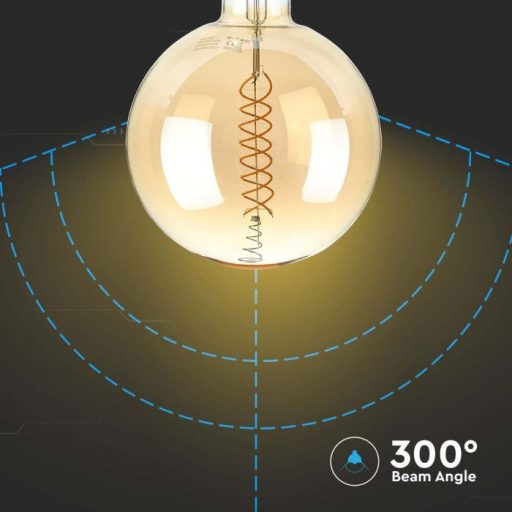 V-TAC Dimmelhető borostyán LED izzó filament COG  E27 G200 8W 1800K nagygömb - 217462