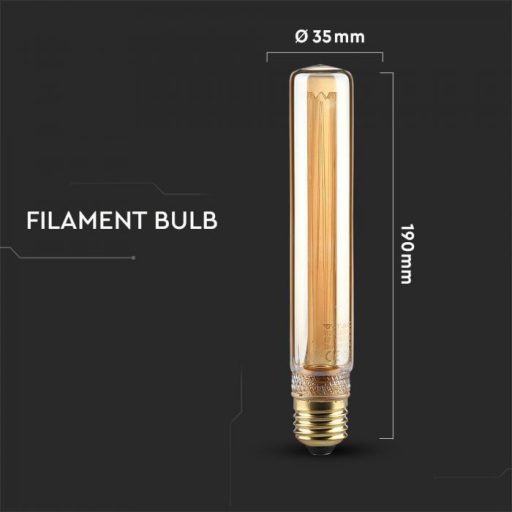 V-TAC Borostyán LED izzó filament COG  E27 T30 2W 1800K - 217473