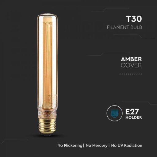 V-TAC Borostyán LED izzó filament COG  E27 T30 2W 1800K - 217473