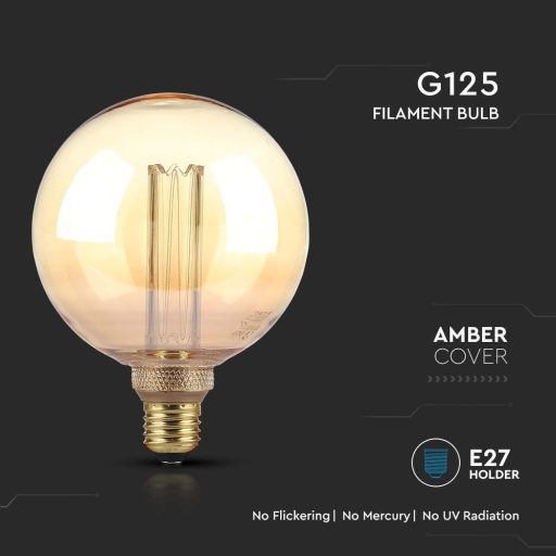 V-TAC Borostyán LED izzó filament COG  E27 G125 4W 1800K - 217475