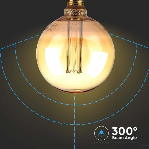 V-TAC Borostyán LED izzó filament COG  E27 G125 4W 1800K - 217475
