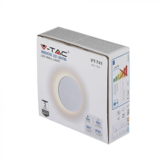 V-TAC 5W led fali lámpatest kerek, fehér 3000K - IP65 - 217524