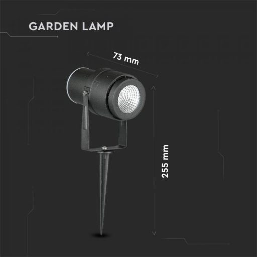 V-TAC LED 12W leszúrható kerti lámpa - fekete - 4000K - 217545