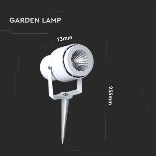 V-TAC LED 12W leszúrható kerti lámpa - fehér - 3000K - 217547